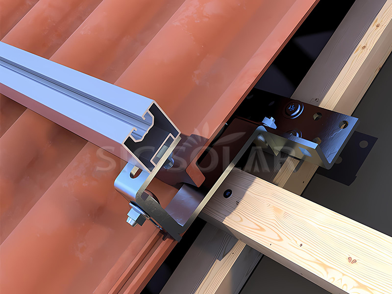 Adjustable hook mounting kit for tile roof