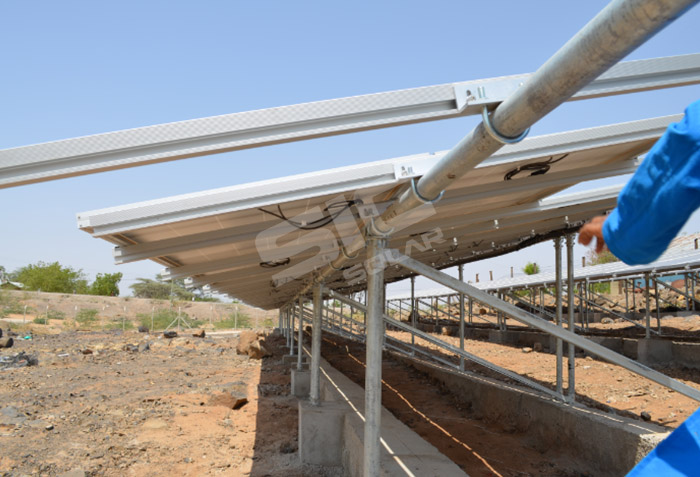 Ground mounting bracket with concrete foundation