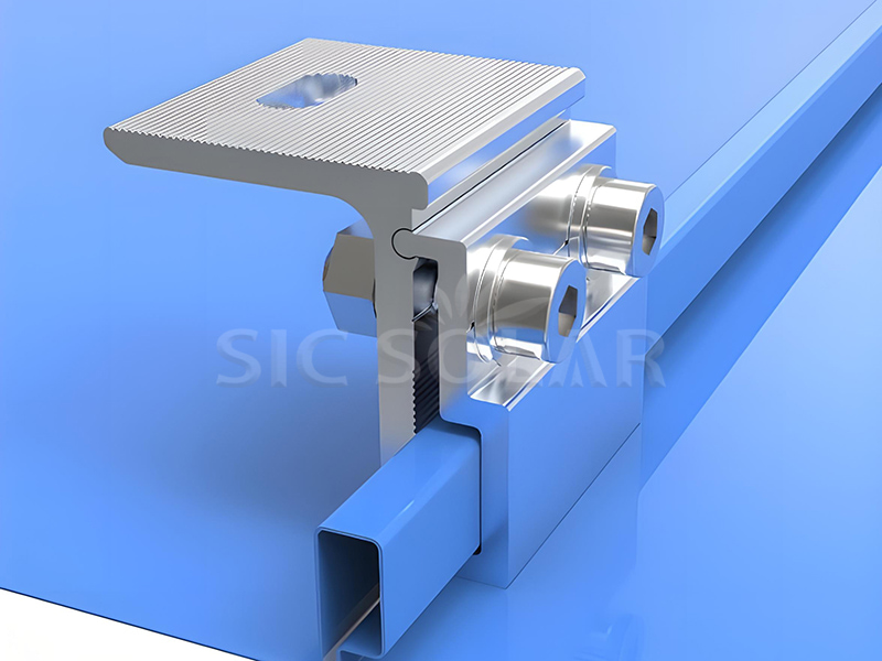 Standing seam clamp for solar panel mounting structure