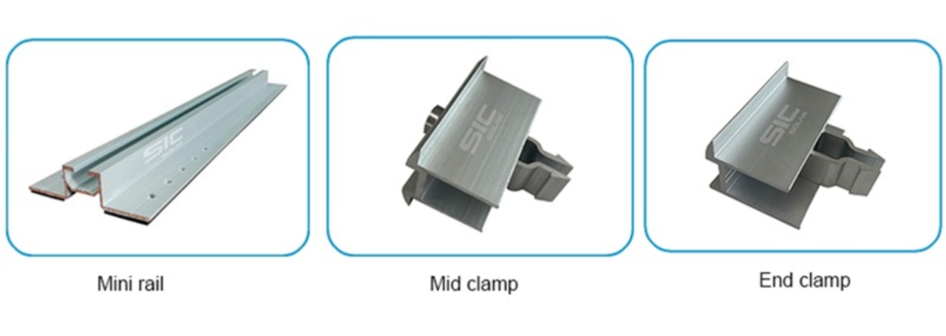Mid clamp and end clamp for mini rail