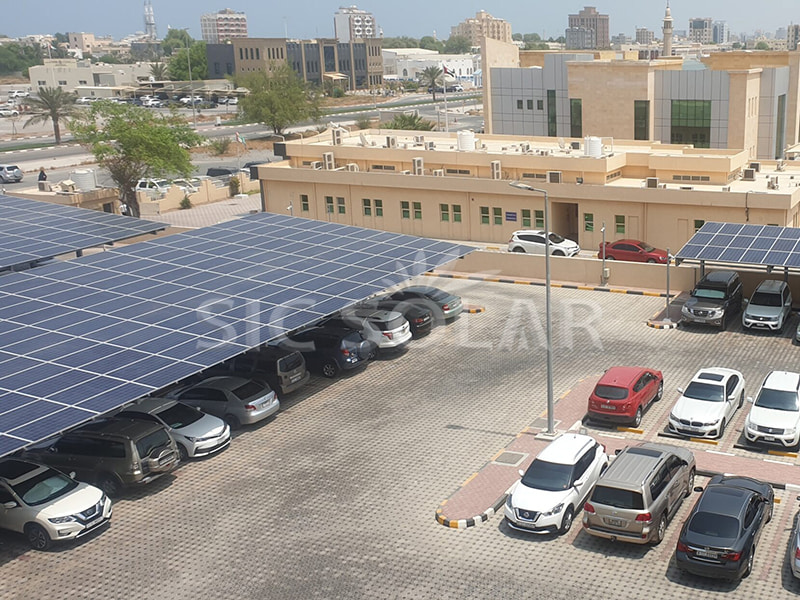 600KW Commercial Solar Carport Structures In United Arab Emirates