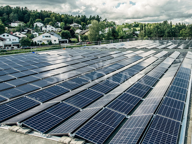 10MW Solar flat roof A-symmetrical mounting system in Sweden